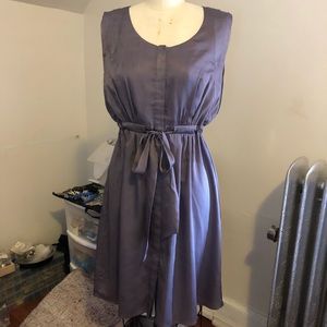 Grey Drawstring Shirt Dress
